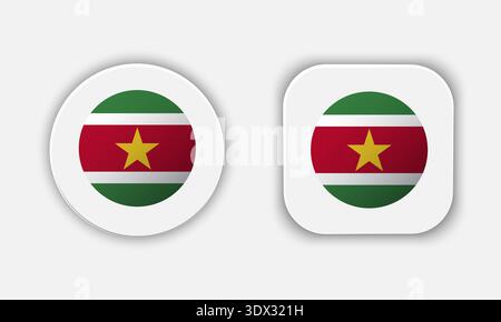 Suriname Rounded National Flag Button Icon, vector editable design, can be used for business or presentation design. Stock Vector