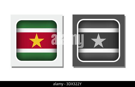 Suriname Square Rounded Flag Icon, vector editable design, can be used for business or presentation design. Stock Vector