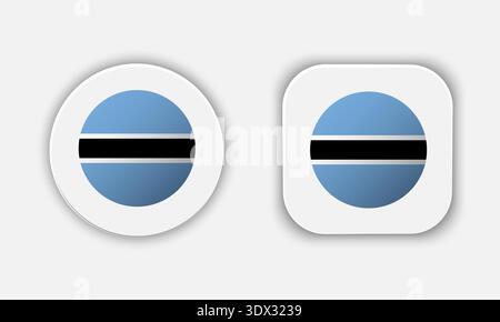 Botswana Rounded National Flag Button Icon, vector editable design, can be used for business or presentation design. Stock Vector