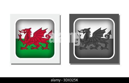 Wales Square Rounded Flag Icon, vector editable design, can be used for business or presentation design. Stock Vector