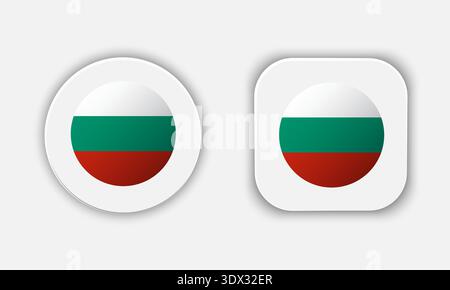 Bulgaria Rounded National Flag Button Icon, vector editable design, can be used for business or presentation design. Stock Vector