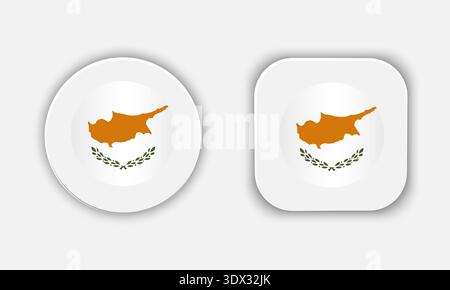 Cyprus Rounded National Flag Button Icon, vector editable design, can be used for business or presentation design. Stock Vector
