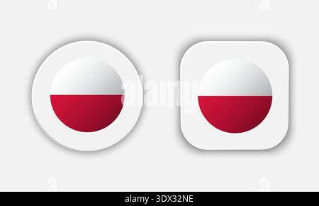 Poland Rounded National Flag Button Icon, vector editable design, can be used for business or presentation design. Stock Vector