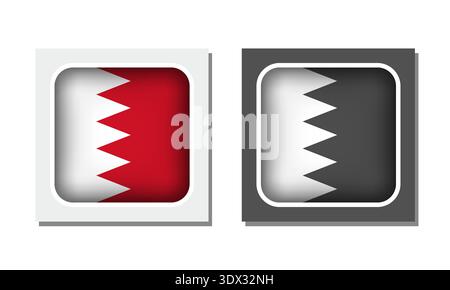 Bahrain Square Rounded Flag Icon, vector editable design, can be used for business or presentation design. Stock Vector