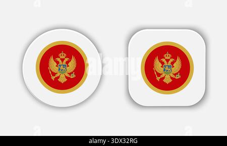 Montenegro Rounded National Flag Button Icon, vector editable design, can be used for business or presentation design. Stock Vector
