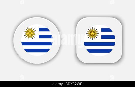 Uruguay Rounded National Flag Button Icon, vector editable design, can be used for business or presentation design. Stock Vector