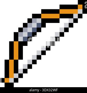 Pixel Art Bow and Arrow Video Game Weapon Icon Stock Vector