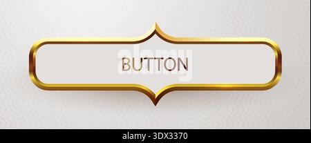 Elegant golden button frame with classic design elements. A luxurious banner space on a subtle textured background. Vector illustration Stock Vector