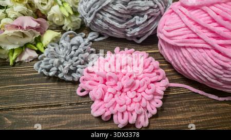 Colorful knit fabric suitable for home decor, fashion, or textiles. Stock Photo