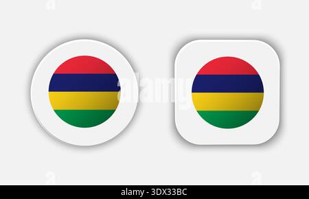 Mauritius Rounded National Flag Button Icon, vector editable design, can be used for business or presentation design. Stock Vector