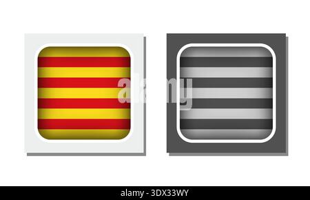 Catalonia Square Rounded Flag Icon, vector editable design, can be used for business or presentation design. Stock Vector