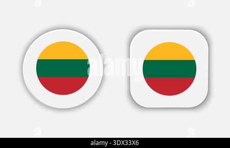 Lithuania Rounded National Flag Button Icon, vector editable design, can be used for business or presentation design. Stock Vector