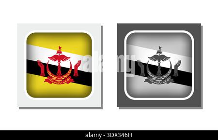 Brunei Square Rounded Flag Icon, vector editable design, can be used for business or presentation design. Stock Vector