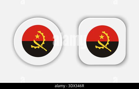 Angola Rounded National Flag Button Icon, vector editable design, can be used for business or presentation design. Stock Vector
