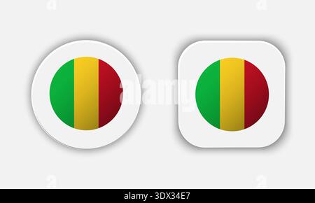 Mali Rounded National Flag Button Icon, vector editable design, can be used for business or presentation design. Stock Vector