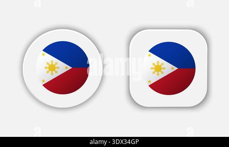 Philippines Rounded National Flag Button Icon, vector editable design, can be used for business or presentation design. Stock Vector