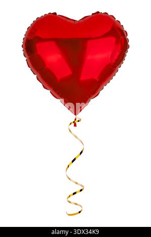 red heart-shaped balloon isolated on white background. Stock Photo