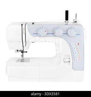 White sewing machine isolated on white background. Stock Photo