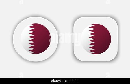 Qatar Rounded National Flag Button Icon, vector editable design, can be used for business or presentation design. Stock Vector