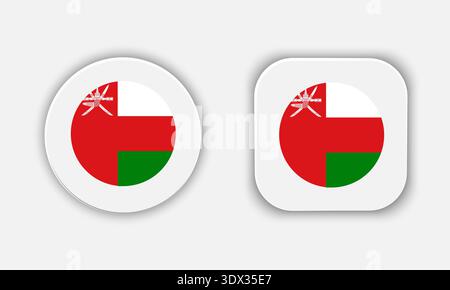 Oman Rounded National Flag Button Icon, vector editable design, can be used for business or presentation design. Stock Vector