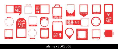 Scan me Frame. Blank shopping and retail sticker. Template with barcode and QR code for mobile payment. Scan by phone or click CTA button in your app Stock Vector