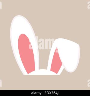 Cute illustration of rabbit ears peeking up from the bottom with pink inner ears Stock Vector