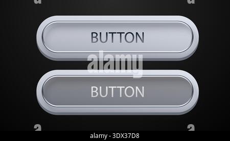 Modern metallic button design. A user interface element with different states. Vector illustration Stock Vector