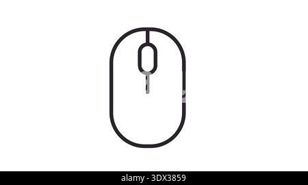 Black Line Computer Mouse Icon – Minimalist Device and Technology Vector Stock Vector