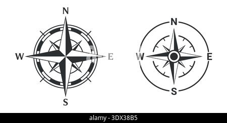 Set of wind Rose Compass Navigation Icons vector stock illustration Stock Vector