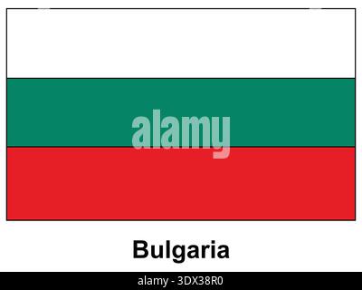 This image features the flag of Bulgaria showcasing green, white, and red horizontal stripes. It symbolizes national identity and cultural pride, perf Stock Vector