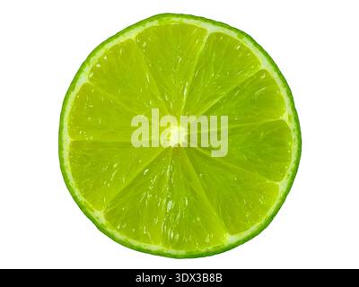 Close-up slice of a fresh lime isolated on white Stock Photo