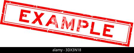 Grunge red example word square rubber seal stamp on white background Stock Vector