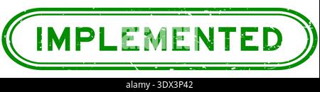 Grunge green implemented word rubber seal stamp on white background Stock Vector