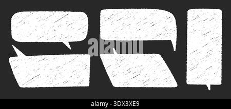 Text boxes chalk doodle set, Speech communication bubble frames hand draw, Message communication boxes textured Stock Vector
