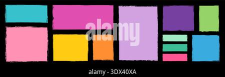 Vector background design elements with geometric doodle rectangular text box shapes with rough edges for kids packaging design and branding Stock Vector