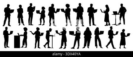 Black silhouettes of diverse business people set Stock Vector