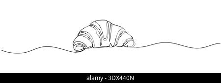Croissant outlines Continuous one line drawing vector illustration Editable stroke. Stock Vector