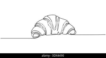 Croissant outlines Continuous one line drawing vector illustration Editable stroke. Stock Vector