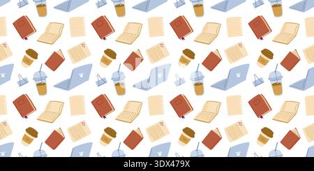 Seamless repeating pattern celebrating successful exam preparation and study achievements. Doodle Vector for student planners. Stock Vector