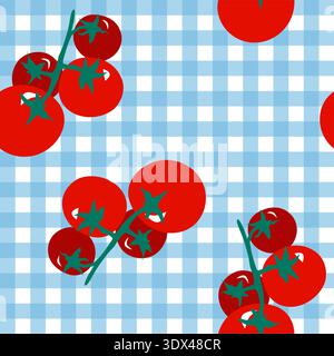 Vector seamless pattern with tomatoes for wallpaper background, fabric and other. Stock Vector