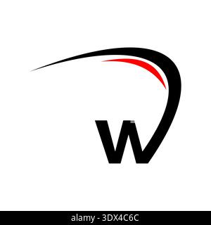 Modern initial letter W swoosh icon with clean curves and dynamic motion style. Suitable for corporate identity, technology projects, startup visuals, Stock Vector