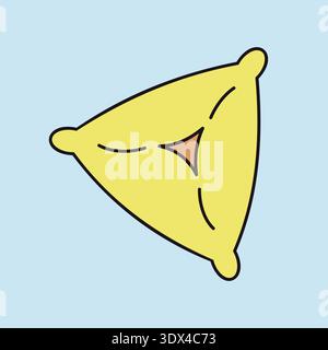 A linear icon with a partial color fill of traditional Samsa or Samosa pastry. Ideal for cuisine, food, and restaurant concepts. Stock Vector