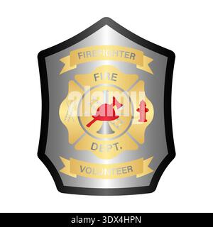 Fire Department Symbol. Fire Department Emblem. Vector Illustration Isolated on White Background. Stock Vector
