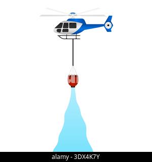 Firefighting Helicopter. Vector Illustration Isolated on White Background. Stock Vector