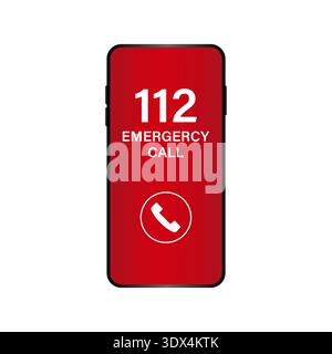 112 Emergency Call in Smartphone. Vector Illustration. Stock Vector