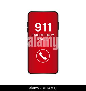 911 Emergency Call in Smartphone. Vector Illustration. Stock Vector
