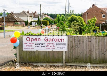 A sign for an Open Garden in Dersingham, Norfolk. Stock Photo
