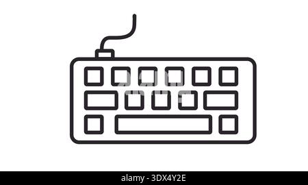 Black Line Computer Keyboard Icon – Minimalist Typing and Technology Vector Stock Vector