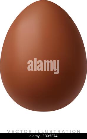 Chocolate Easter egg isolated on white background. 3D realistic icon holiday vector illustration Stock Vector