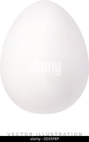 White Easter egg isolated on white background. Minimal 3D realistic illustration Stock Vector
